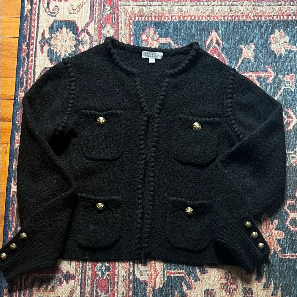 J. Crew Odette Sweater Jacket with gold buttons